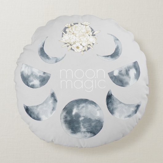 Coussins Ronds Moon Magic Moon Phase & Floral Moon (Devant)