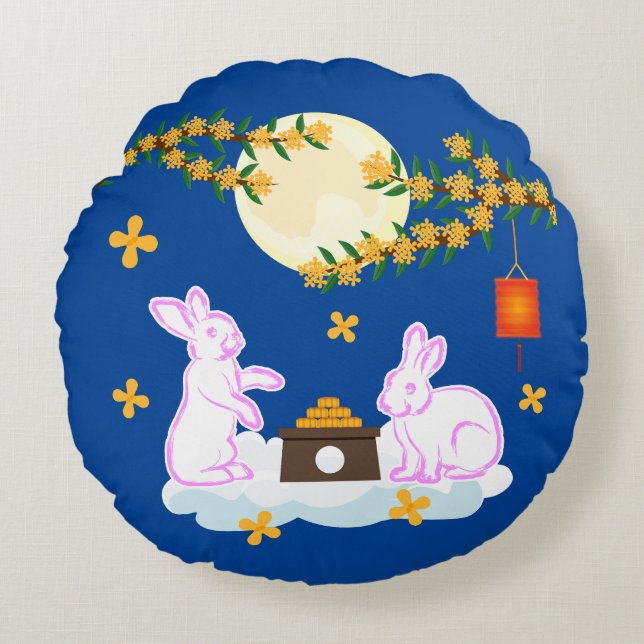 Coussins Ronds Moon Rabbit Mooncake Osmanthus (Devant)