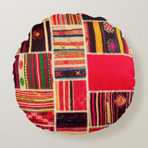Coussins Ronds Moquette turque patchwork fait main. Patchwork Pat