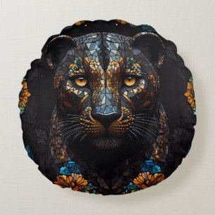 Coussins Ronds Mosaic Leopard Majesty