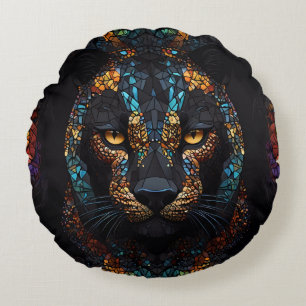 Coussins Ronds Mosaic Panther Art