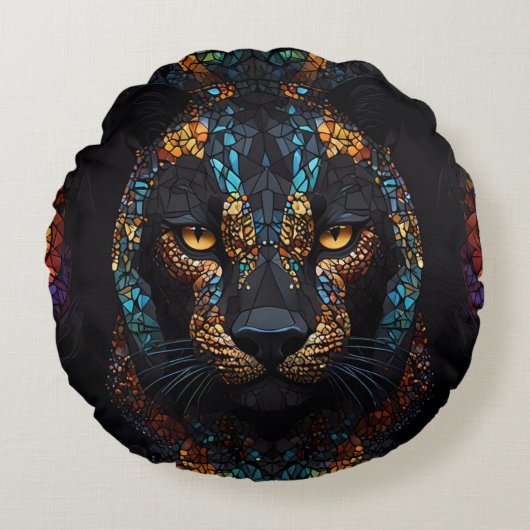 Coussins Ronds Mosaic Panther Art (Devant)