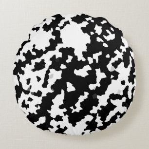 Coussins Ronds Mosaïque Abstraite irrégulière Camo noir et blanc