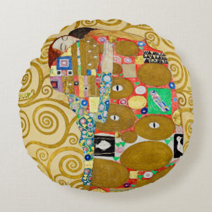 Coussins Ronds Mosaïque d'accomplissement de Klimt : Frise vintag