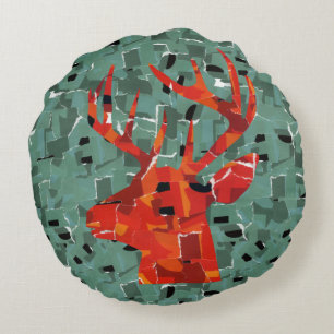 Coussins Ronds Mosaïque de silhouette de tête de cerf