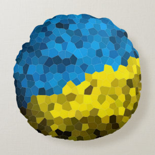 Coussins Ronds mosaïque du drapeau de l'Ukraine