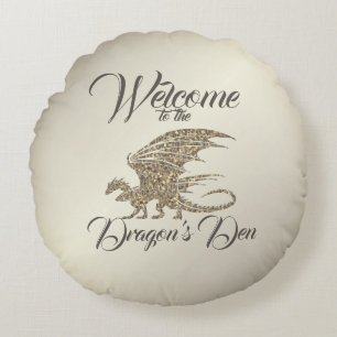 Coussins Ronds Mosaïque Extraordinaire Dragon Golden Welcome