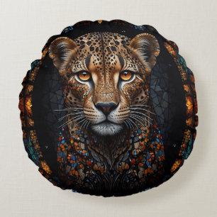 Coussins Ronds Mosaïque verre tendu Cheetah Portrait