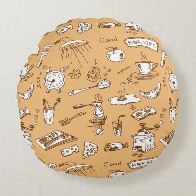 Coussins Ronds Motif 2 de petit déjeuner (Devant)