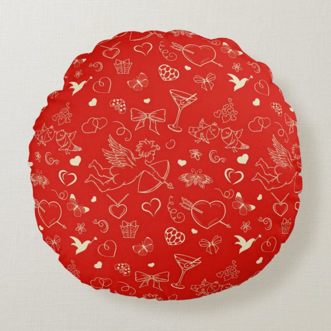 Coussins Ronds Motif 2 de Valentine (Devant)