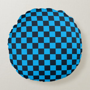 Coussins Ronds Motif à carreaux bleu myrtille