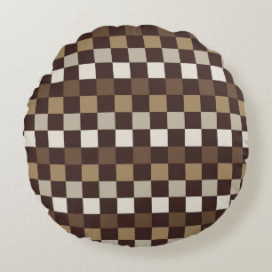 Coussins Ronds motif à carreaux de minéraux terreux