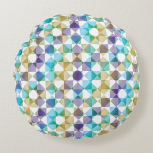 Coussins Ronds Motif à carreaux diamant à carreaux colorés