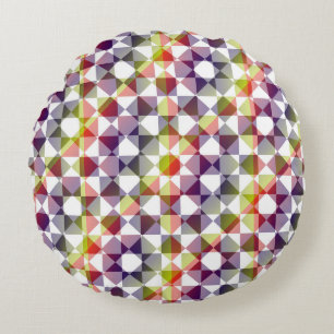 Coussins Ronds Motif à carreaux diamantés colorés à carreaux