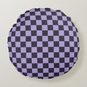 Coussins Ronds Motif à carreaux en brume de lavande