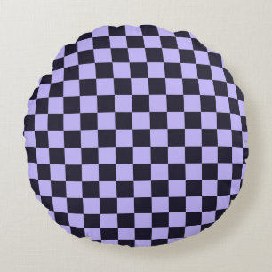 Coussins Ronds motif à carreaux en damier lilas français