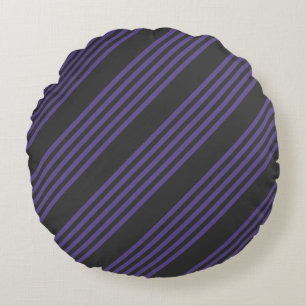 Coussins Ronds Motif à cinq bandes Ultra violet et charbon de boi