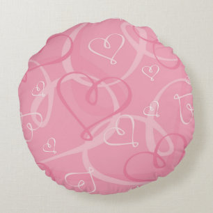 Coussins Ronds Motif à coeur rose