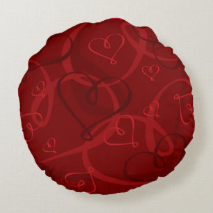 Coussins Ronds Motif à coeur rouge