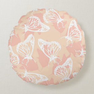 Coussins Ronds Motif à papillon blanc de pêche apaisant