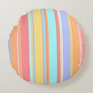 Coussins Ronds Motif à rayures pastel