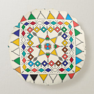 Coussins Ronds Motif à répétition géométrique décoratif inspiré d