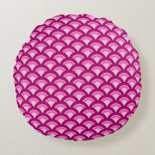 Coussins Ronds Motif à vagues Art déco - magenta et rose