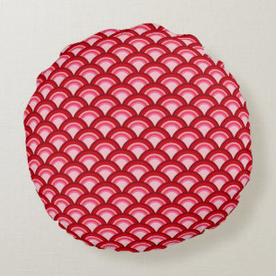 Coussins Ronds Motif à vagues Art déco - rouge et fuchsia