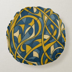 Coussins Ronds Motif Abstrait Art Nouveau en Spirale