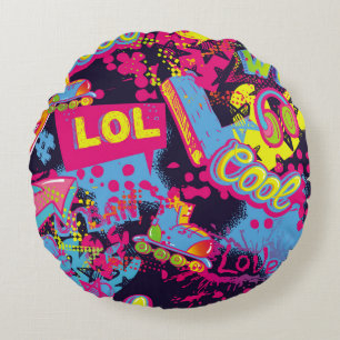 Coussins Ronds motif Abstrait d'adolescents grognon sans soudure.