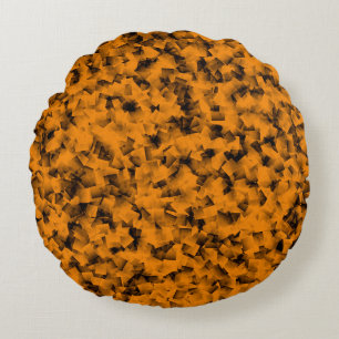 Coussins Ronds Motif Abstrait de Cubisme noir orange