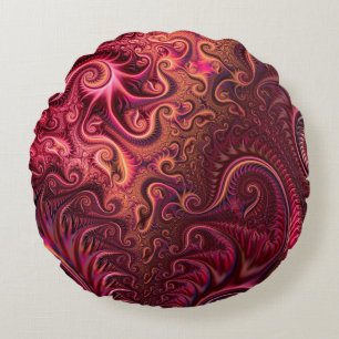 Coussins Ronds Motif Abstrait de spirale carmin bordeaux coloré