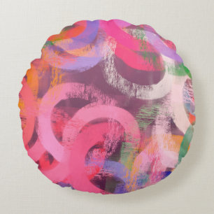 Coussins Ronds Motif abstrait fait main. Art moderne