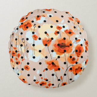 Coussins Ronds Motif Abstrait fleuri sans soudure avec pâté de ca