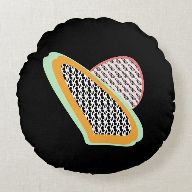 Coussins Ronds Motif Abstrait Fruit Papaya Dragonfruit (Devant)