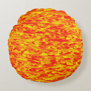 Coussins Ronds Motif Abstrait orange rouge jaune