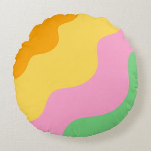 Coussins Ronds Motif Abstrait Pastel
