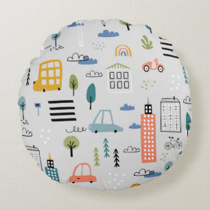 Coussins Ronds motif Abstrait sans soudure avec la ville des