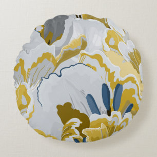 Coussins Ronds motif Abstrait sans soudure. gris clair, jaune, g