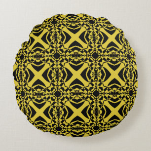 Coussins Ronds motif Abstrait transparent de couleur noir et or