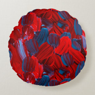 Coussins Ronds motif Abstrait transparent en rouge et bleu