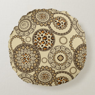 Coussins Ronds Motif africain 3 de peau de guépard