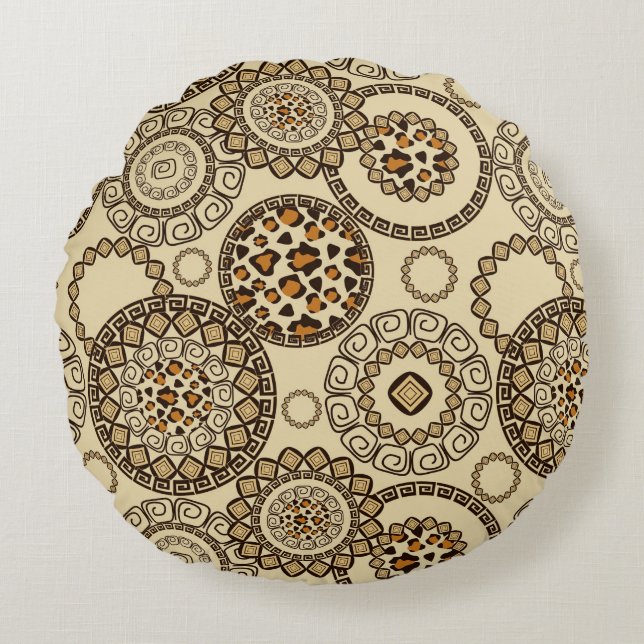 Coussins Ronds Motif africain 3 de peau de guépard (Devant)