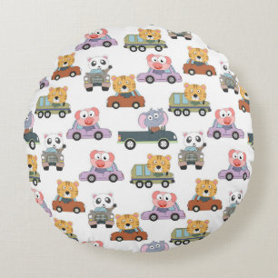 Coussins Ronds Motif Animaux Mignons Dans Des Voitures