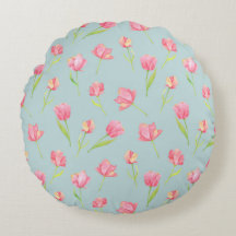 Motif aquarelle avec oreiller rond rose délicat