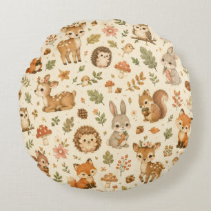 Coussins Ronds Motif aquarelle d'animaux mignons de la forêt