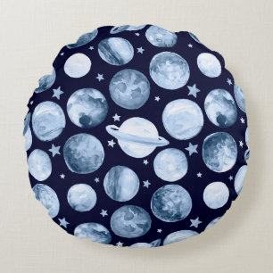 Coussins Ronds Motif aquarelle illustration de la galaxie spatial