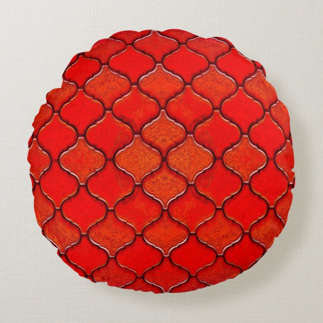 Coussins Ronds Motif arabe rouge (Devant)