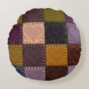 Coussins Ronds Motif arrière - plan sans couture. Le Patchwork av