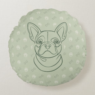 Coussins Ronds Motif artistique décoratif de Bouledogue français